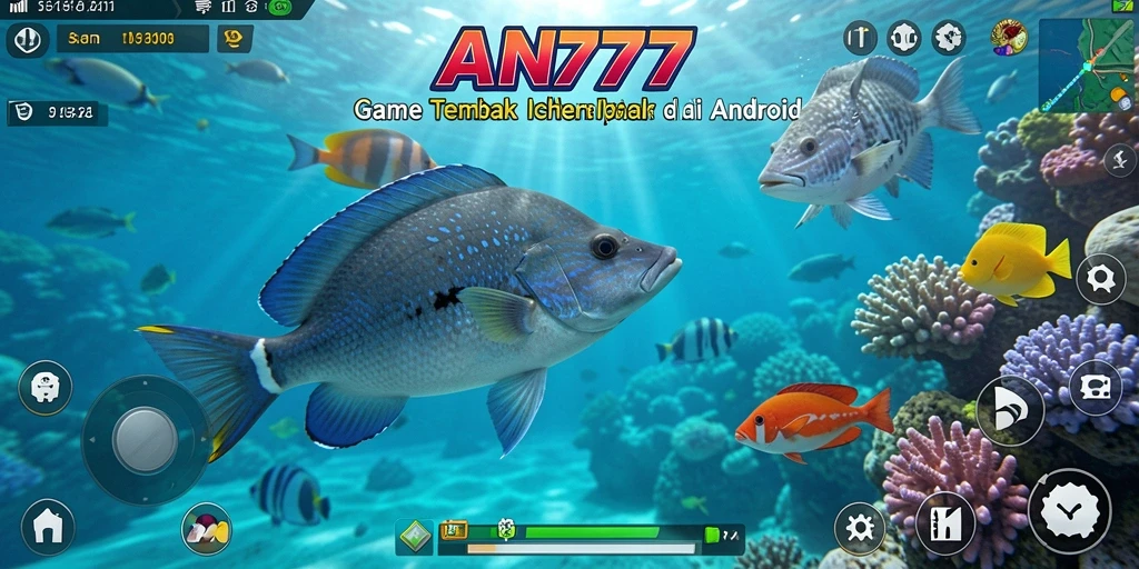 Tangkapan layar yang menunjukkan aksi seru dalam permainan Tembak Ikan AN777.