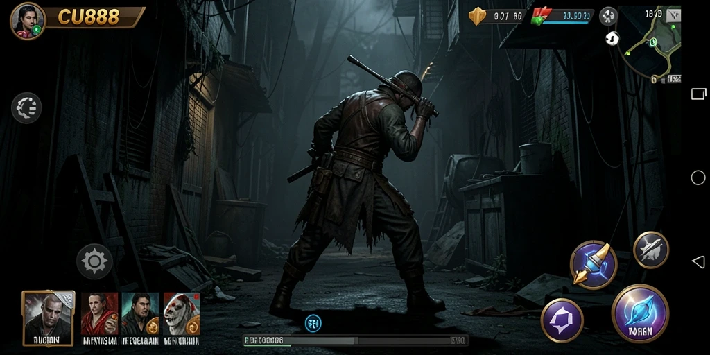 Screenshot gameplay CU888 yang penuh ketegangan dan ketakutan.
