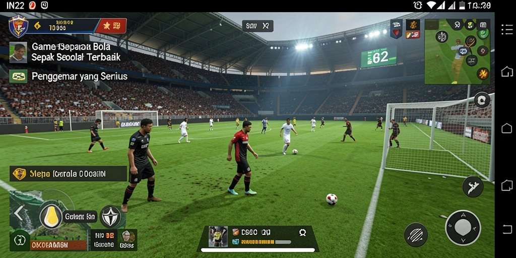 Screenshot gameplay <strong>IN22</strong> menampilkan aksi seru di lapangan sepak bola.