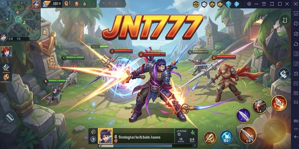Tampilan gameplay SLG yang epik dan menantang di JNT777.