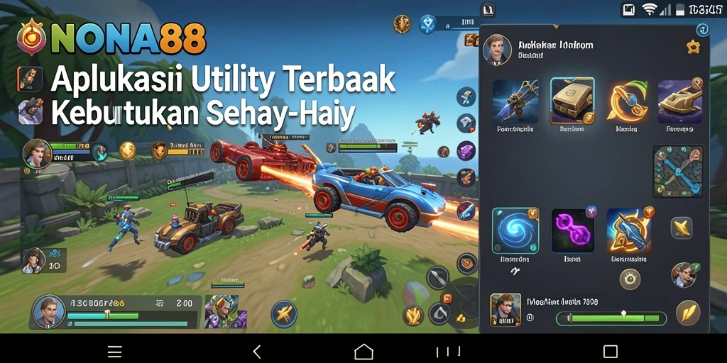 Screenshot utama NONA88 menunjukkan berbagai fitur aplikasi Utility.