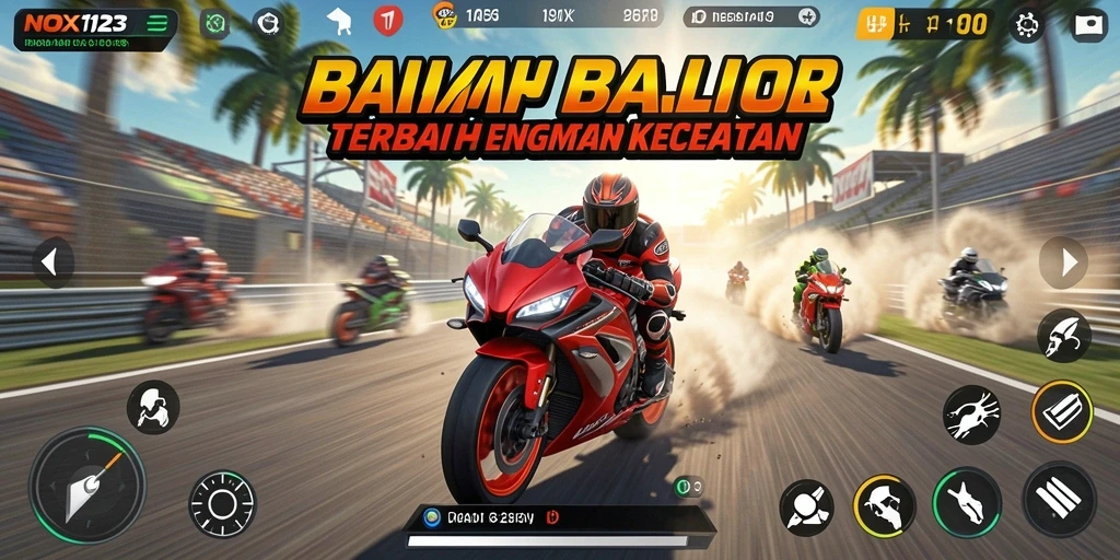 Gameplay memukau dari NOX123 saat balapan motor.