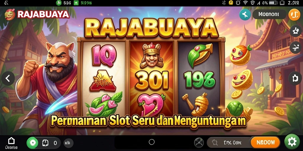 Screenshot permainan Slot RAJABUAYA dengan tampilan menarik.