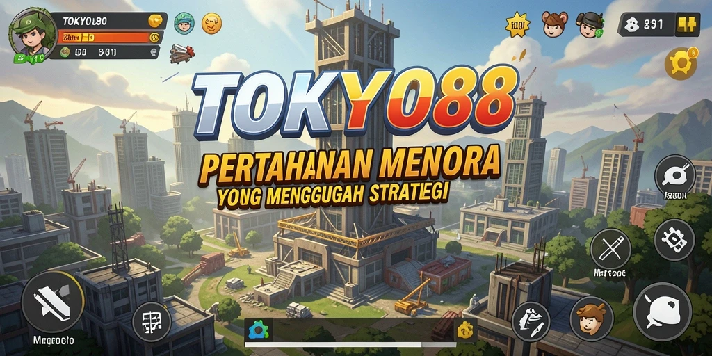 Screenshot gameplay TOKYO88 menunjukkan strategi menara yang menantang.
